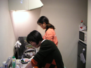 前夜の準備中。